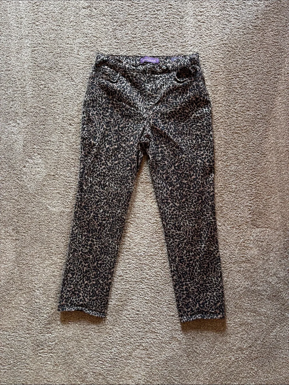 Women’s Leopard Print Slim Jeans - Brown/Black